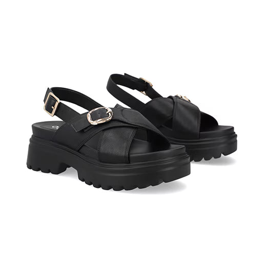 Sandalia Chunky para Mujer con hebilla ajustable Estilo 676901 Negro