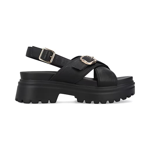 Sandalia Chunky para Mujer con hebilla ajustable Estilo 676901 Negro