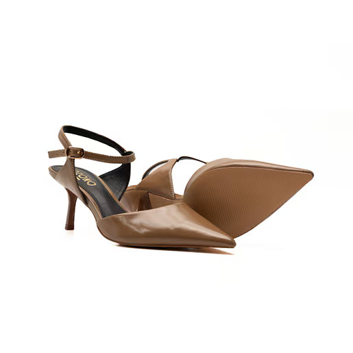 Zapatilla De Tacón Bajo para Mulher Estilo 680301 Capuchino