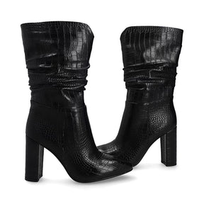 Bota Corta De Tacón para Mujer Estilo 683001 Negro